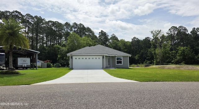 54356 Jamie Dr, Callahan, FL 32011 - view of front of property with a front lawn, driveway, a garage, and a detached carport