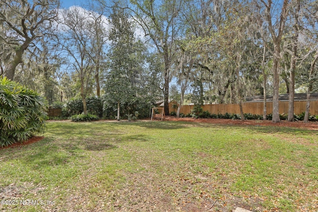 view of yard featuring a fenced backyard