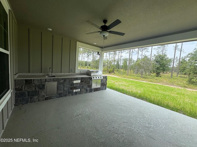 36215 Pitch Ln, Hilliard, FL 32046 - view of patio / terrace featuring a ceiling fan and a sink