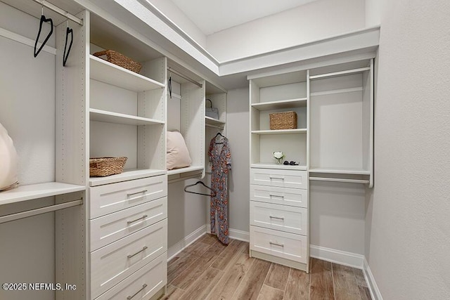 spacious closet with light wood-style flooring