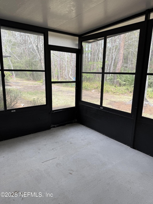 view of unfurnished sunroom