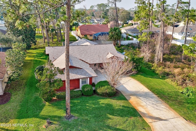 drone / aerial view with a residential view