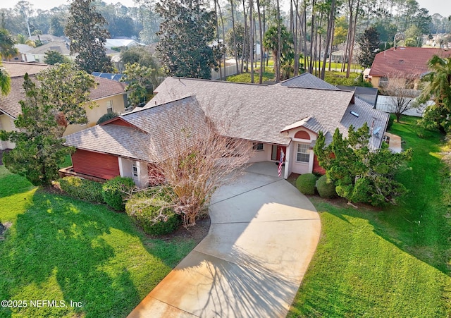 aerial view with a residential view