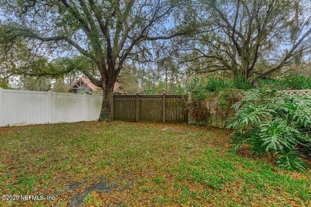 view of yard featuring a fenced backyard