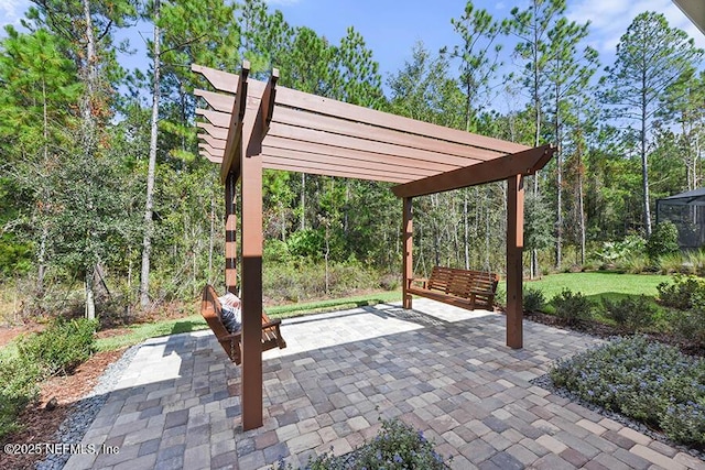 view of patio with a pergola