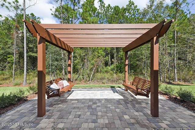 view of patio / terrace featuring a pergola