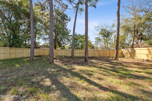 view of yard with a fenced backyard