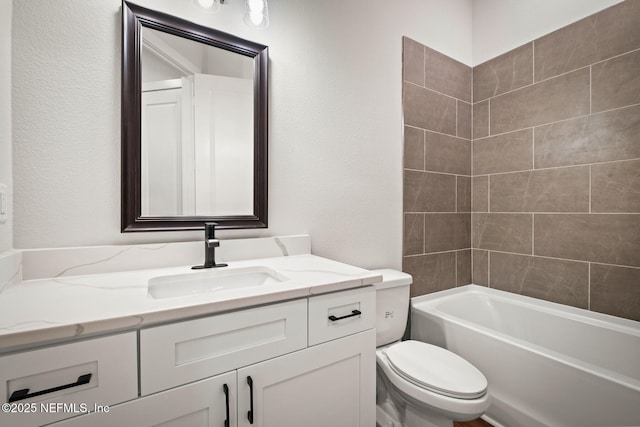 full bathroom with toilet, shower / bathtub combination, and vanity