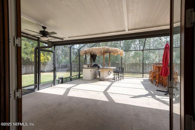 view of unfurnished sunroom