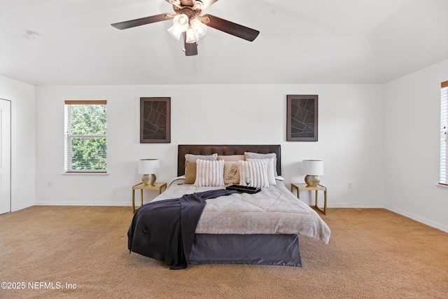 75250 Fern Creek Dr, Yulee, FL 32097 - bedroom with light colored carpet and a ceiling fan