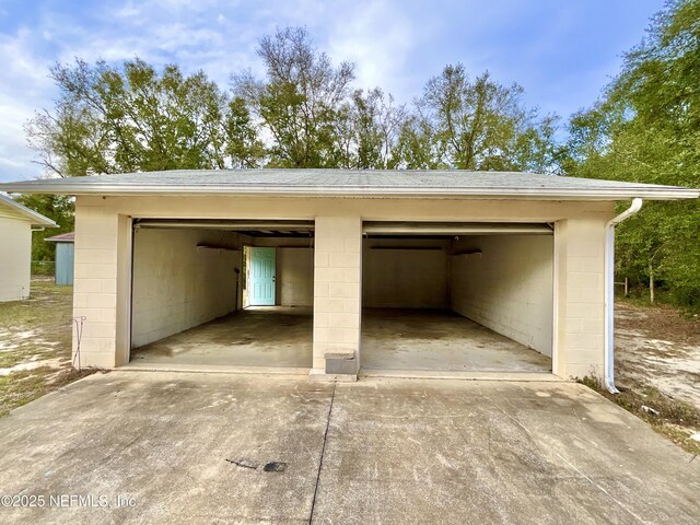 view of garage