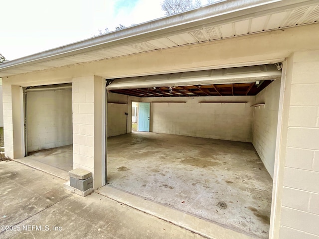 exterior space with a garage