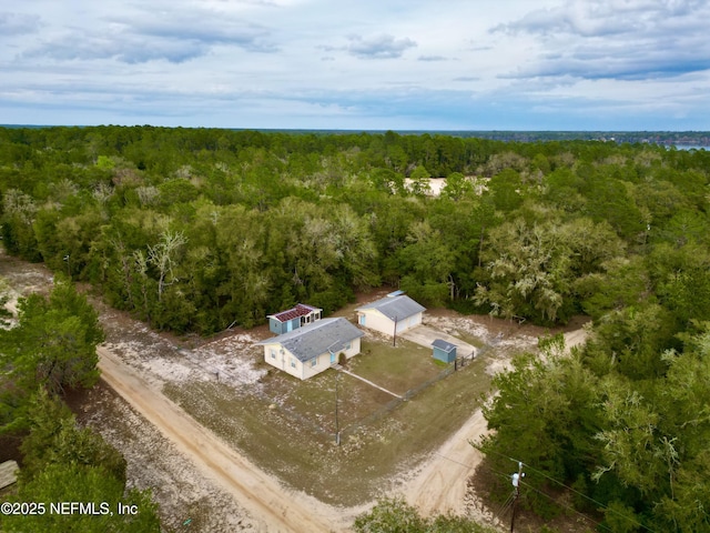 aerial view with a forest view