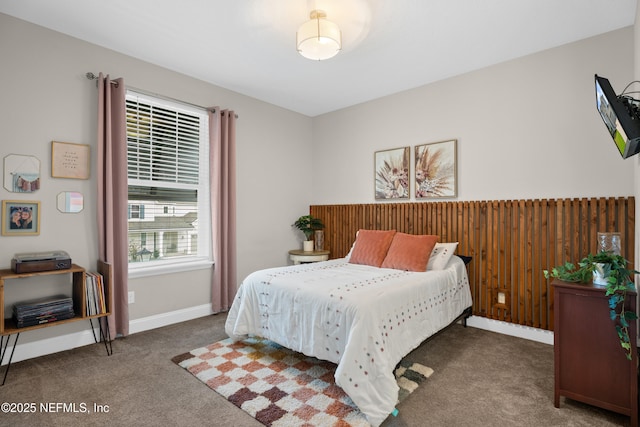 bedroom with baseboards and carpet floors