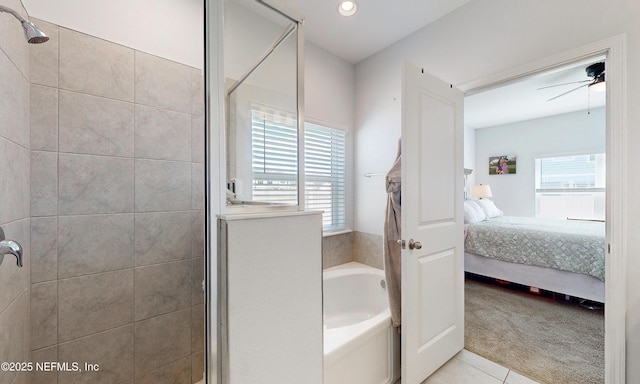 ensuite bathroom with a garden tub, ensuite bath, and a shower stall