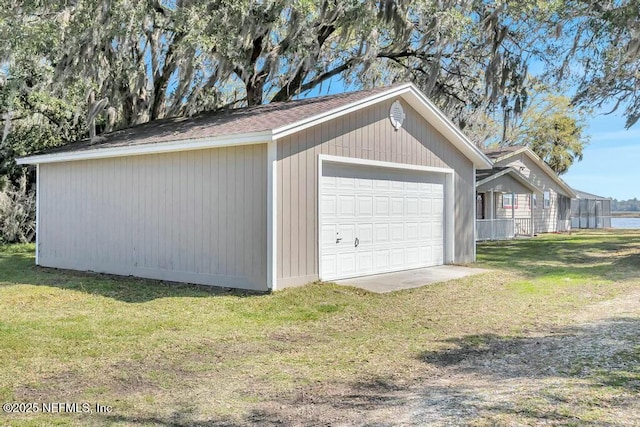 view of detached garage