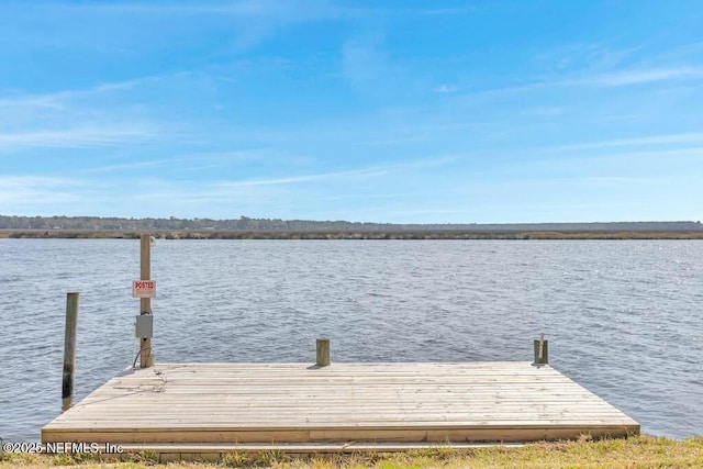 view of dock featuring a water view