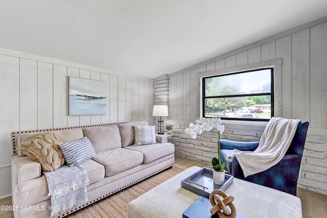 living room with wood finished floors