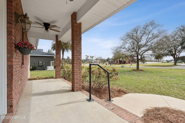 view of patio / terrace with ceiling fan