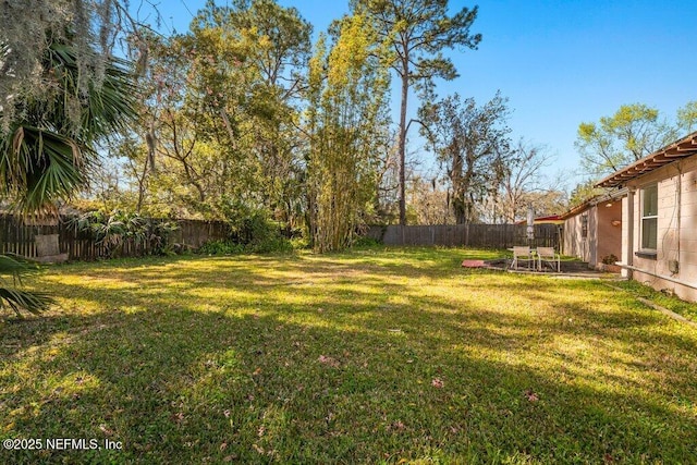 view of yard featuring a fenced backyard