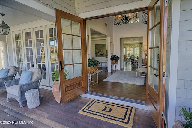 entrance to property featuring french doors