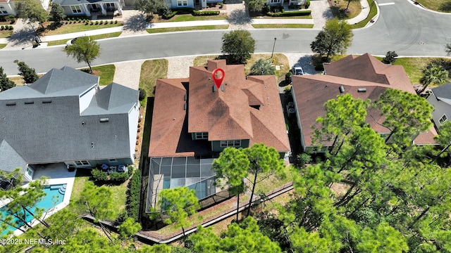 drone / aerial view with a residential view