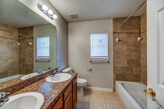 full bath featuring visible vents, a sink, and shower / tub combination