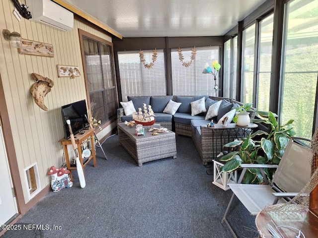 sunroom with a wall mounted AC