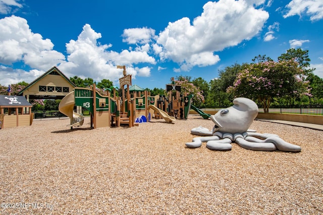 communal playground with fence