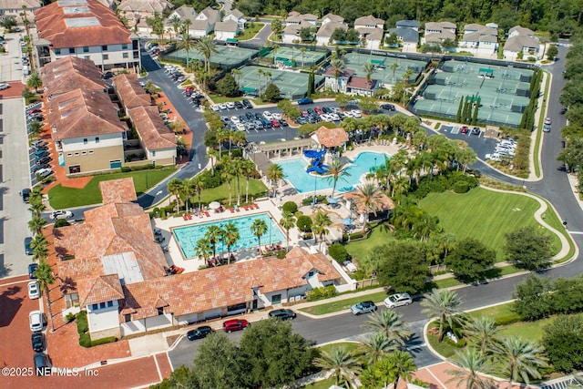 drone / aerial view with a residential view