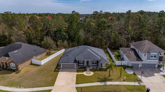 aerial view with a forest view