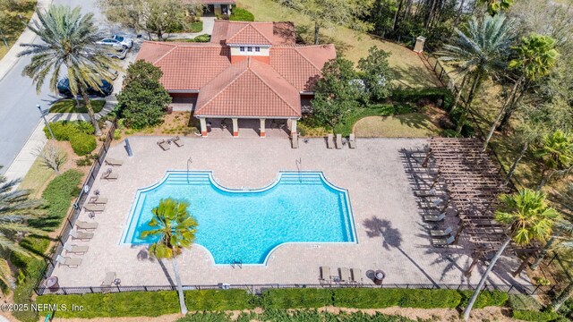 view of swimming pool with a gazebo