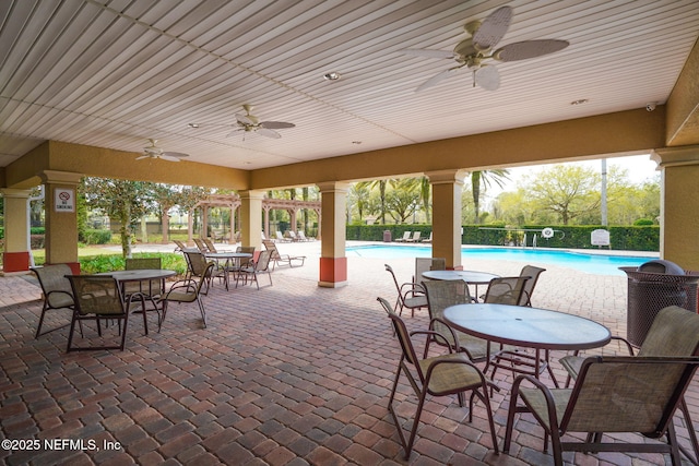 view of patio / terrace with a community pool