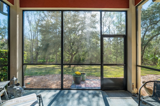 view of unfurnished sunroom