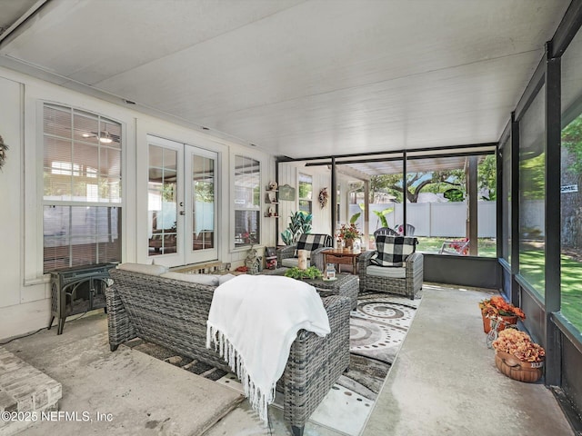 sunroom with french doors