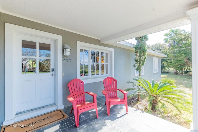 exterior space with stucco siding