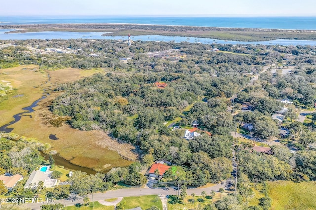 bird's eye view featuring a water view