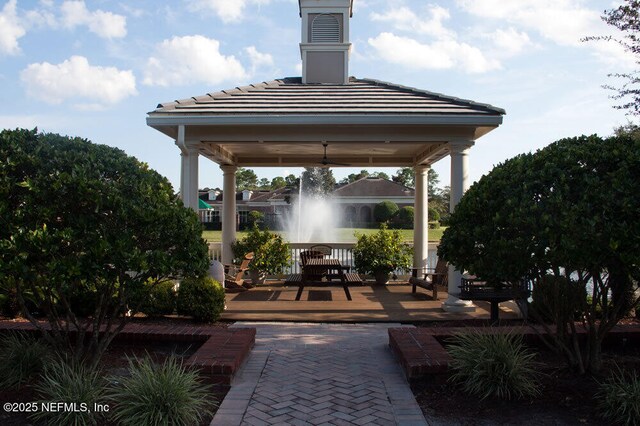 view of patio featuring a gazebo