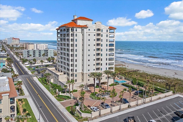 view of building exterior featuring a water view