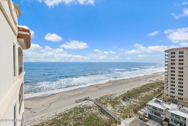 property view of water with a beach view