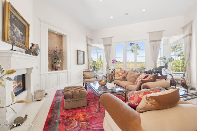 236 Deer Haven Dr, Ponte Vedra Beach, FL 32082 - living area with recessed lighting and a premium fireplace