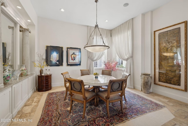 236 Deer Haven Dr, Ponte Vedra Beach, FL 32082 - dining area featuring recessed lighting, baseboards, and light stone finish floors