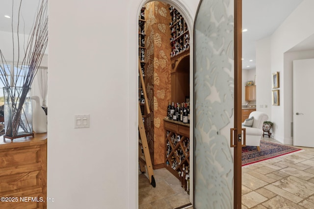 236 Deer Haven Dr, Ponte Vedra Beach, FL 32082 - wine cellar with recessed lighting and stone tile floors