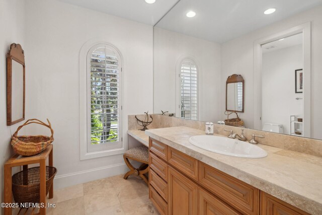 236 Deer Haven Dr, Ponte Vedra Beach, FL 32082 - bathroom featuring vanity, recessed lighting, tile patterned flooring, and baseboards