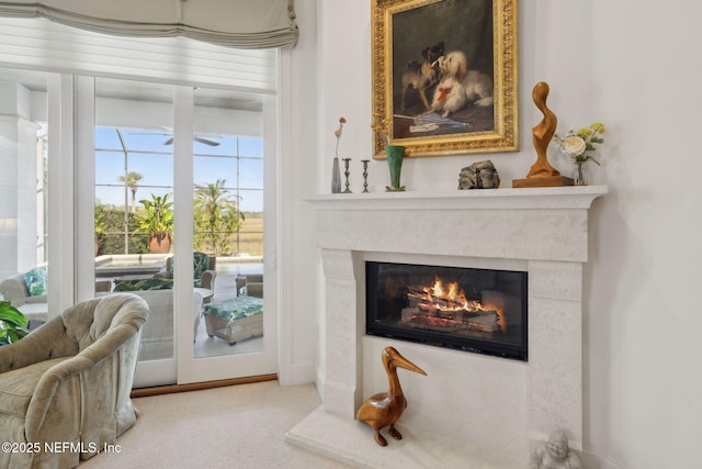 236 Deer Haven Dr, Ponte Vedra Beach, FL 32082 - carpeted living area featuring a glass covered fireplace