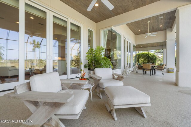 236 Deer Haven Dr, Ponte Vedra Beach, FL 32082 - sunroom / solarium featuring french doors, wooden ceiling, carpet floors, and recessed lighting