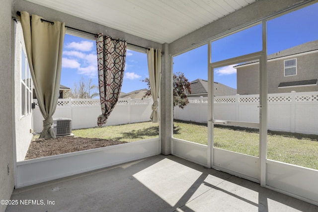 view of unfurnished sunroom