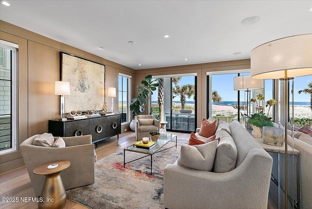 living room with wood finished floors