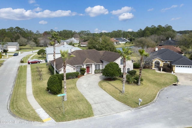 bird's eye view with a residential view