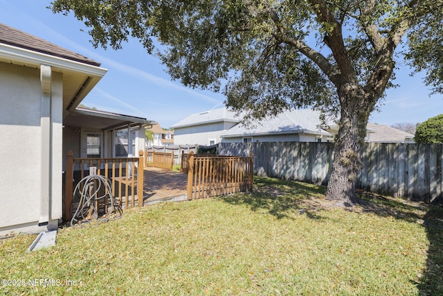 view of yard with a fenced backyard